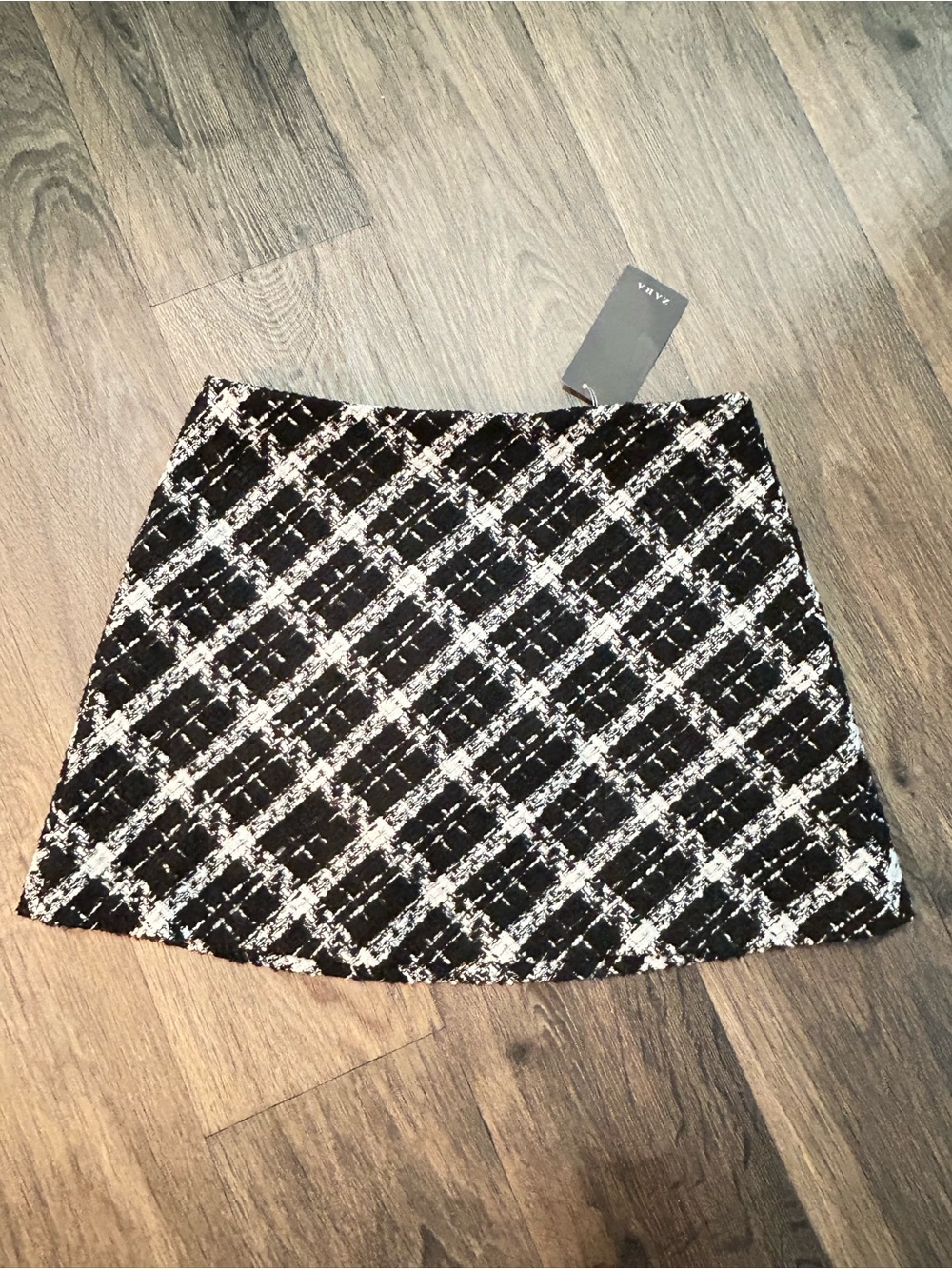 Zara Black and White Tweed Mini Skirt